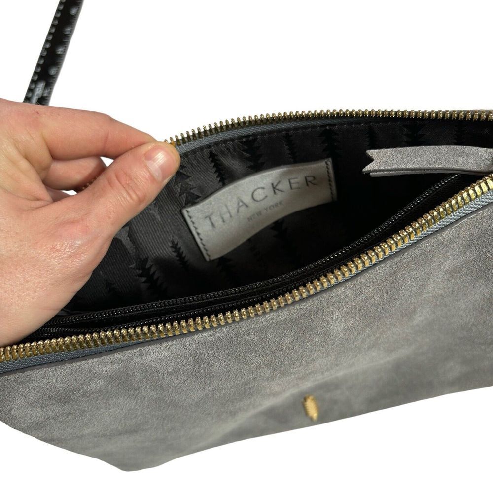 THACKER Gray Suede Crossbody Bag With Tassel‎ - Picture 8 of 8